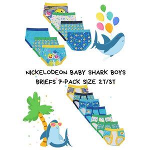 Nickelodeon Baby Shark Boys Briefs 7-Pack Size 2T/3T 100% Combed Cotton